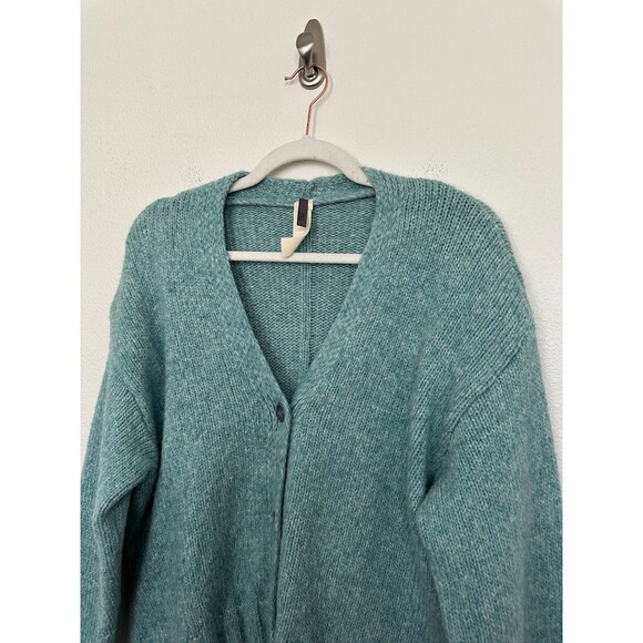 ISCHIKO Wool Alpaca Knit Cardigan V-Neck Blue Green Romania Women's Small (1) - Picture 2 of 12